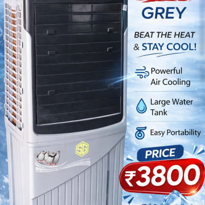 BINGO XXL Grey Tower Air Cooler | High Air Flow | Large Water Tank | Heavy Duty Cooling | Easy Mobility | ₹3800