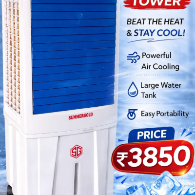 GLACIER Tower Air Cooler | High Air Flow | Large Water Tank | Powerful Cooling | Premium Tower Design | ₹3850
